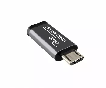 Adapter, micro plug to USB C socket, aluminium box, space grey, DINIC Box